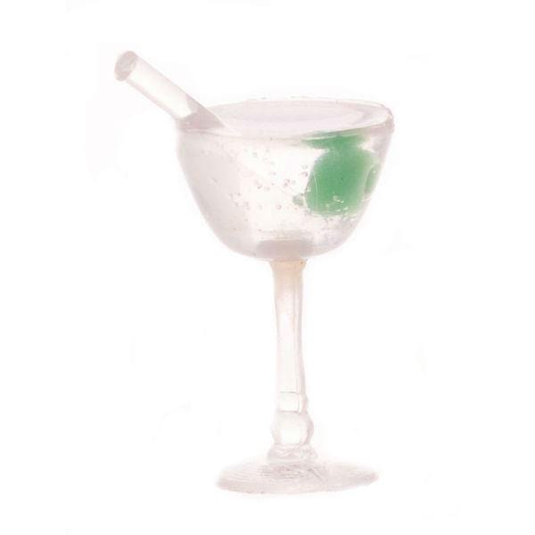 Dollhouse Miniature Martini Glass with Olive