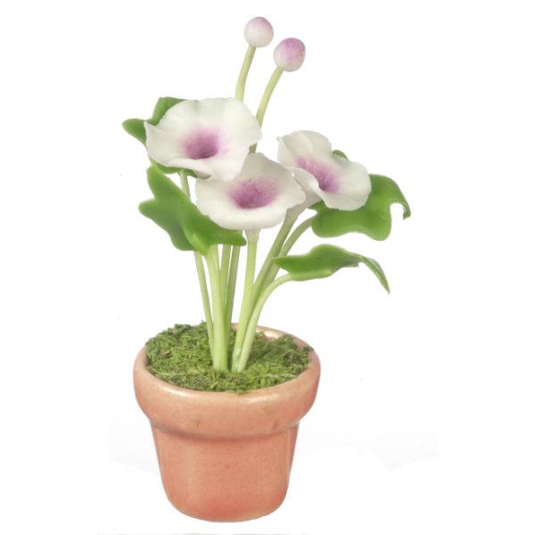 Dollhouse Miniature Morning Glories in a Pot