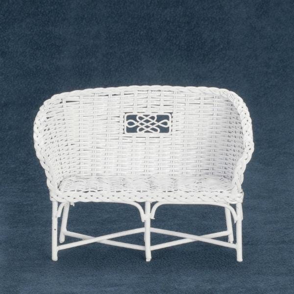 White Dollhouse Miniature Rattan Couch