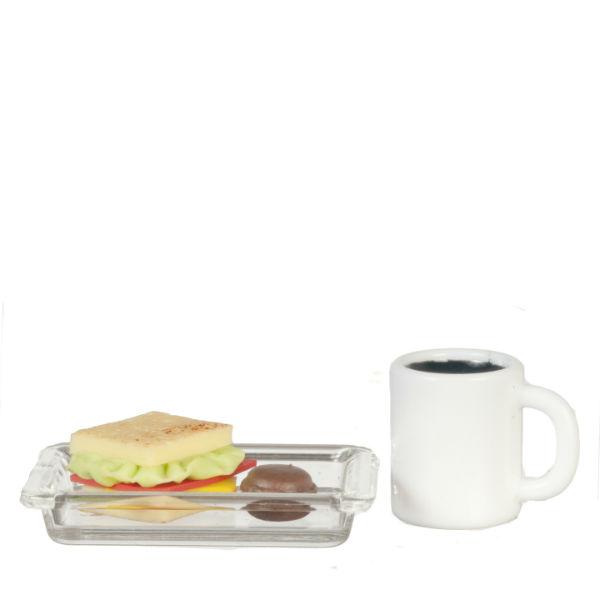 Dollhouse Miniature Sandwich, Cookie & Coffee
