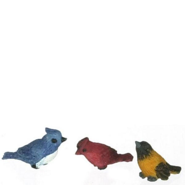 Trio of Dollhouse Miniature Song Birds