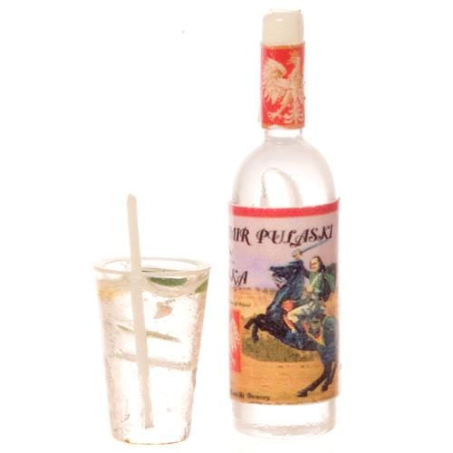 Dollhouse Miniature Vodka Bottle & Cocktail