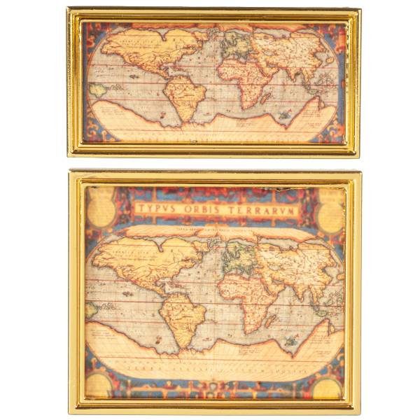 Gold Metal Dollhouse Miniature Ancient Maps