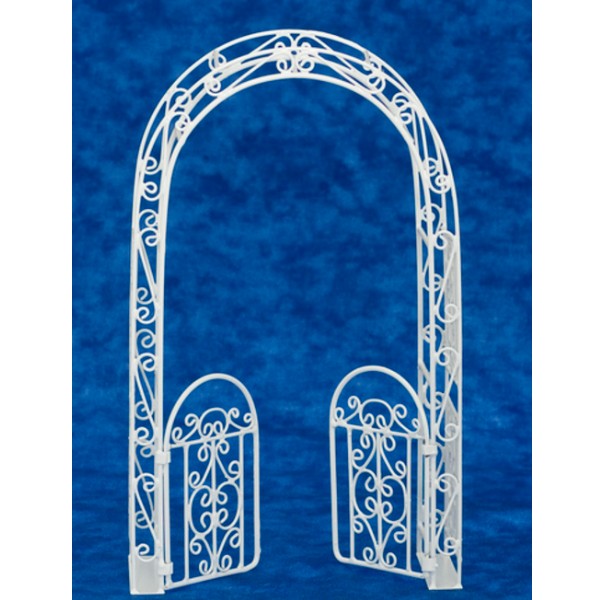 Dollhouse Miniature White Iron Arbor with Gate