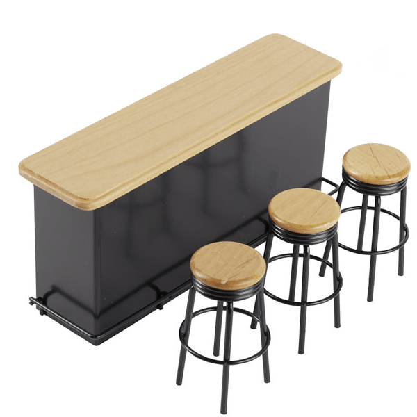 Dollhouse Miniature Counter with Stools