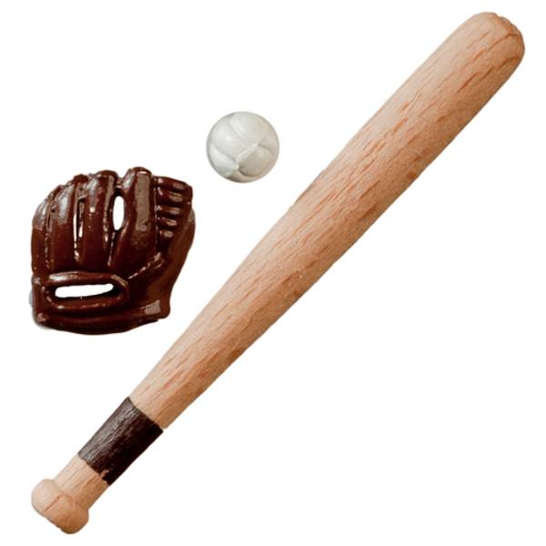 3-Piece Dollhouse Miniature Baseball Set