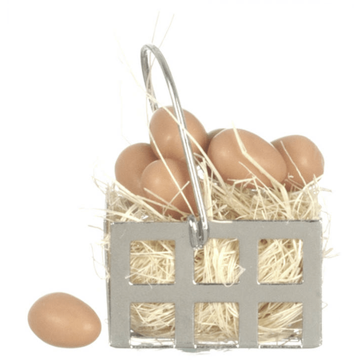 Dollhouse Miniature Basket of Brown Eggs
