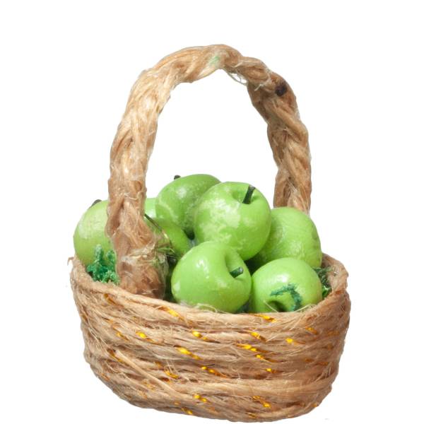 Dollhouse Miniature Basket of Green Apples