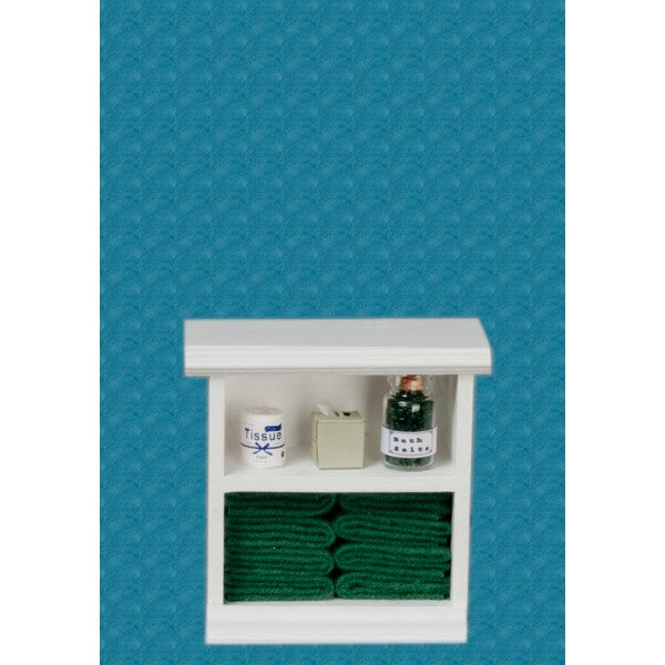 Dollhouse Miniature Dark Green Accented Small Bath Cabinet