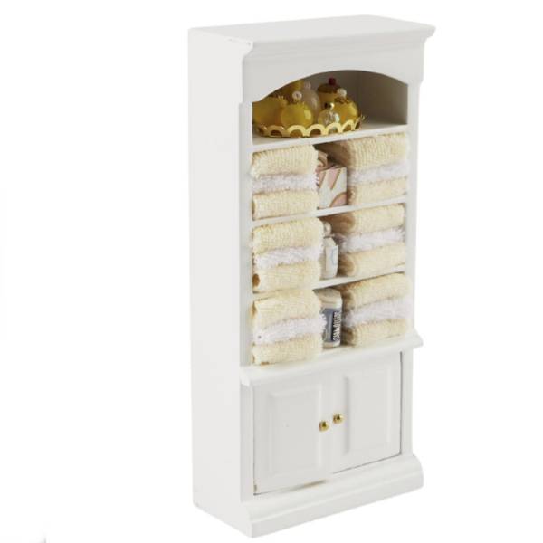 Yellow & White Dollhouse Miniature Bathroom Cupboard