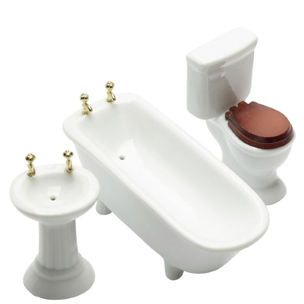 3-Piece Dollhouse Miniature Bathroom Set