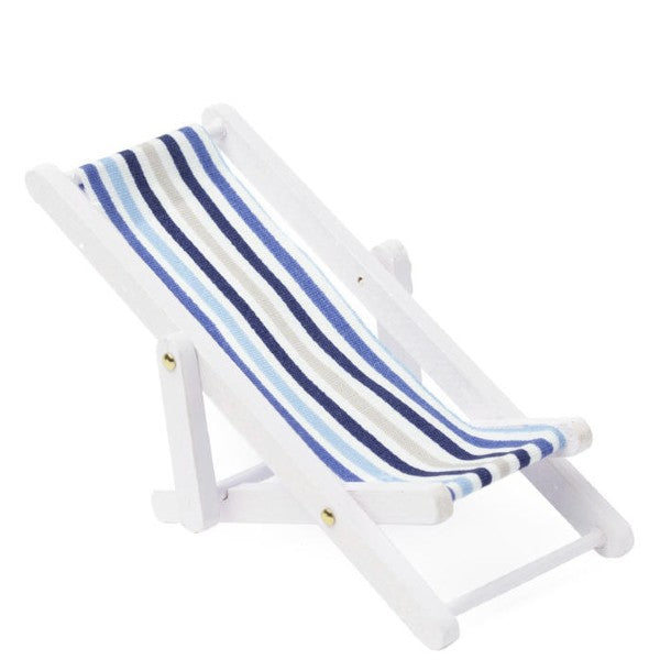 Blue Stripe Dollhouse Miniature Beach Chair