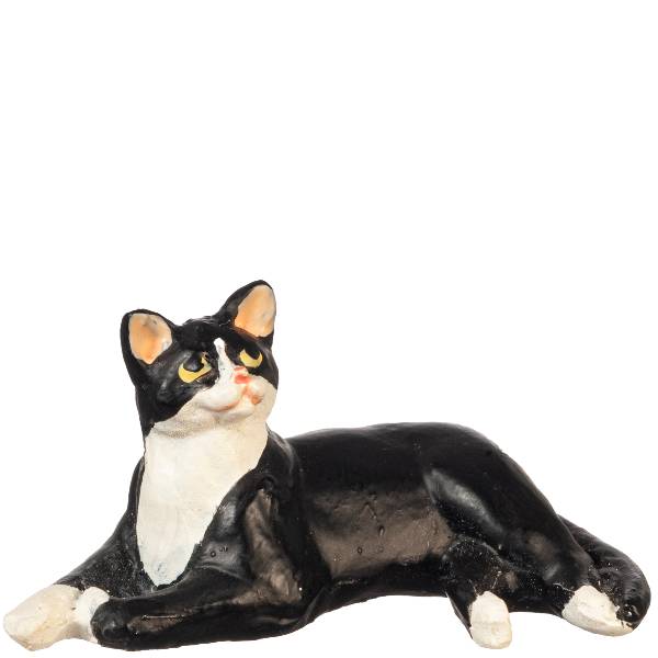 Dollhouse Miniature Relaxed Black & White Cat