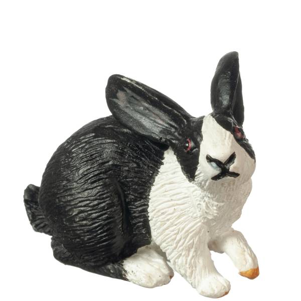 Black & White Dollhouse Miniature Rabbit