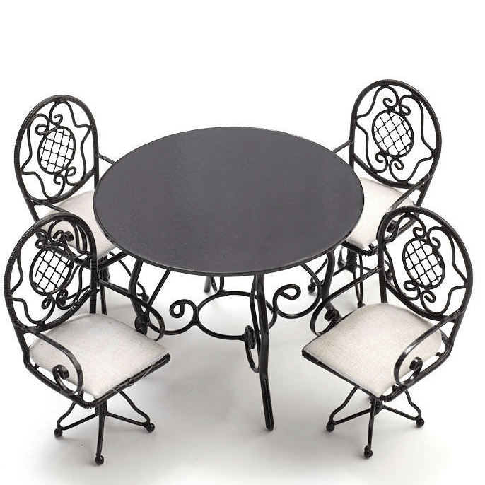 Black Metal Dollhouse Miniature Patio Set