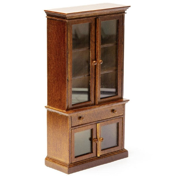 Walnut Dollhouse Miniature Curio Cabinet