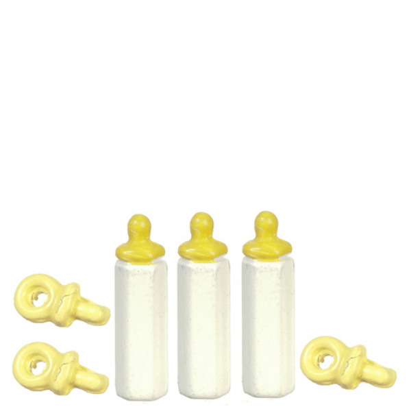 Yellow Dollhouse Miniature Bottle & Pacifier Set
