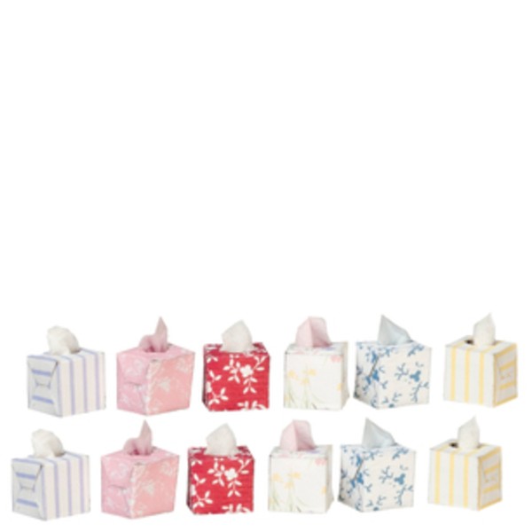 12 Dollhouse Miniature Boxes of Tissues