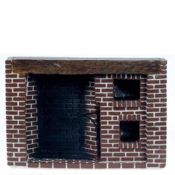 Red Brick Colonial Dollhouse Miniature FIreplace