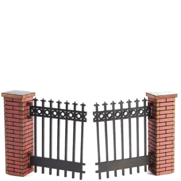 Dollhouse Miniature Full Gate with Brick Columns