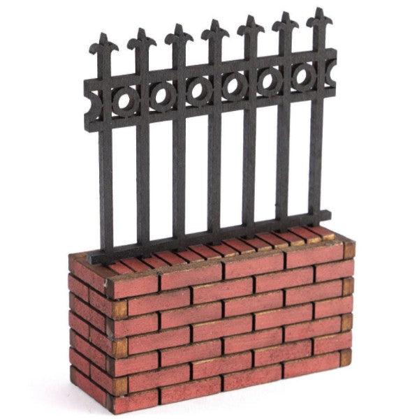Short Dollhouse Miniature Brick Wall & Fence