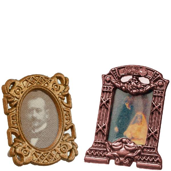 2 Dollhouse Miniature  Bronze Pictures