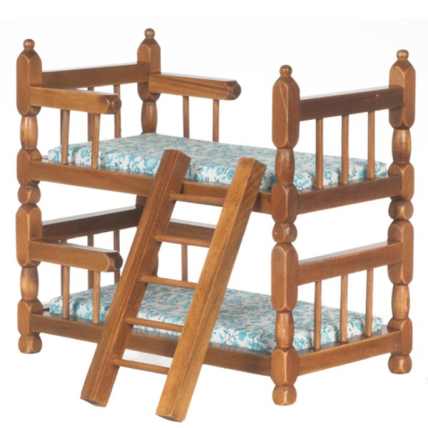Walnut Dollhouse Miniature Bunk Bed