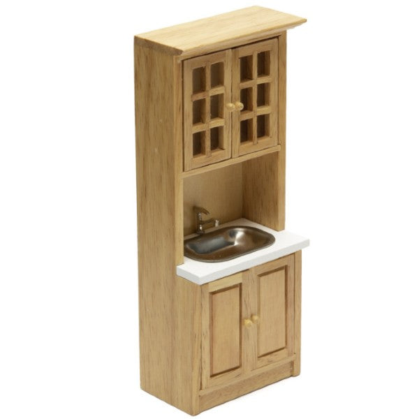 Oak Dollhouse Miniature Cabinet & Sink