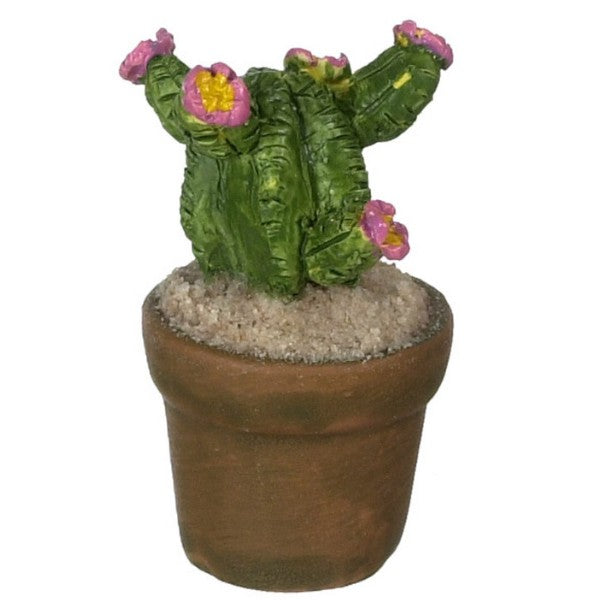 Pink Dollhouse Miniature Potted Cactus