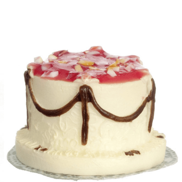 Dollhouse Miniature Red & White Candy Cake
