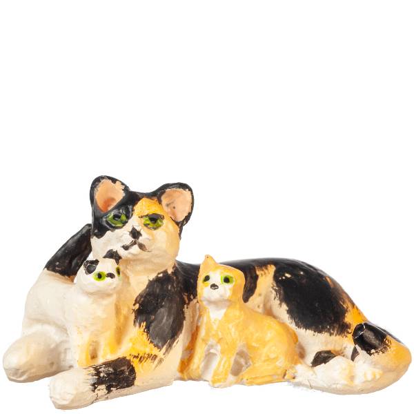 Dollhouse Miniature Calico Cat with Kittens