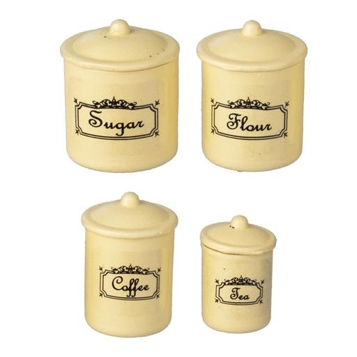 Four Dollhouse Miniature Canisters