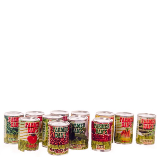 12 Dollhouse Miniature Cans of Vegetables