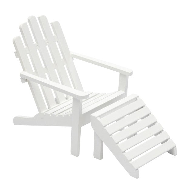 White Dollhouse Miniature Adirondack Chair & Ottoman