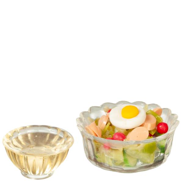 Dollhouse Miniature Chef Salad with Italian Dressing