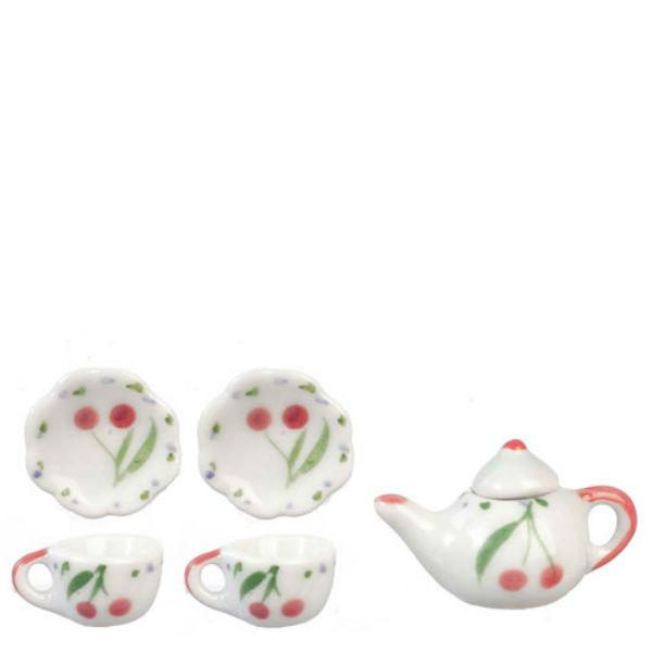 Dollhouse Miniature Cherry Tea Set