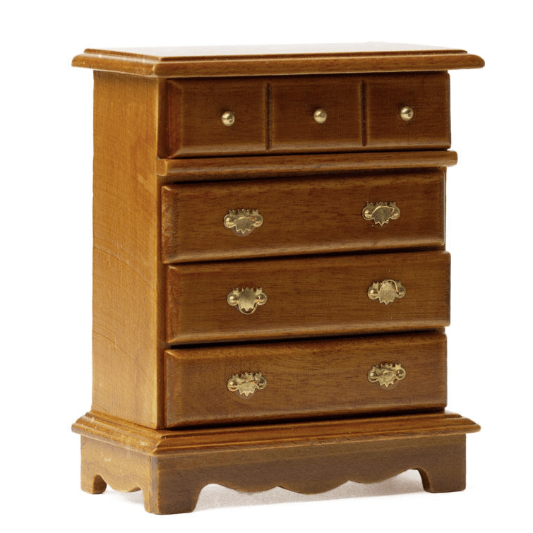 Walnut Dollhouse Miniature Chest of Drawers