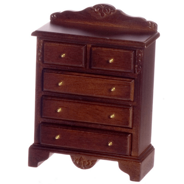 Walnut Dollhouse Miniature Chest of Drawers