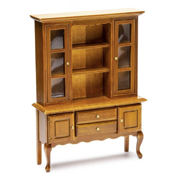 Walnut Dollhouse Miniature China Cabinet