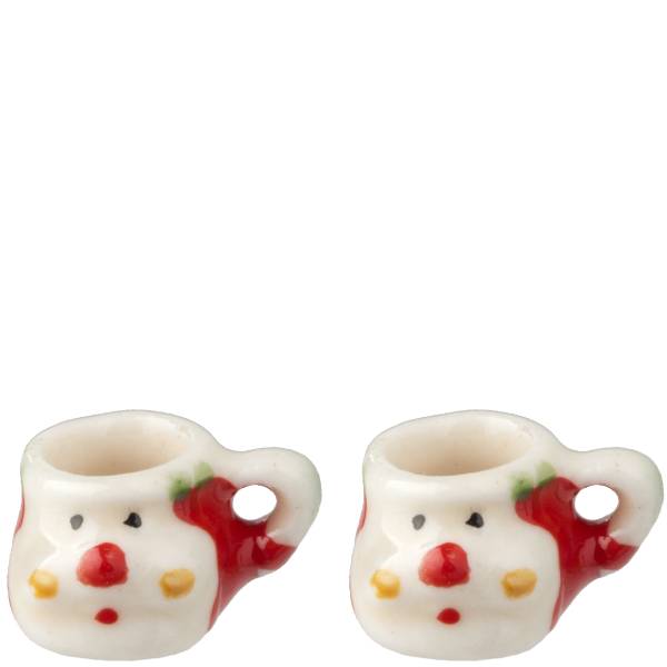 2 Dollhouse Miniature Christmas Mugs