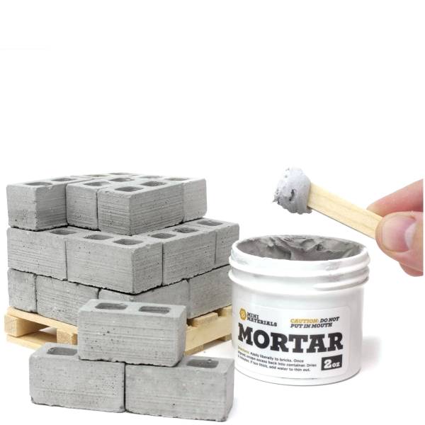 Dollhouse Miniature Cinder Block Pallet & Mortar Kit