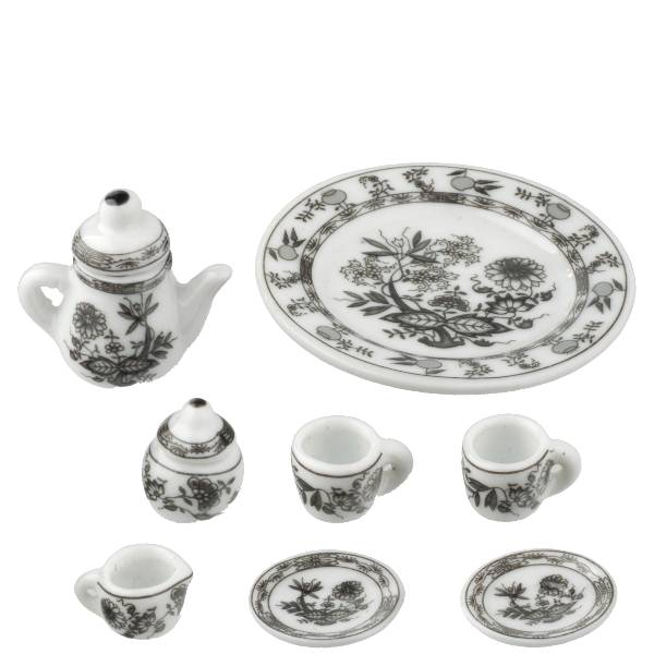 10-Piece Black & White Dollhouse Miniature Coffee Set