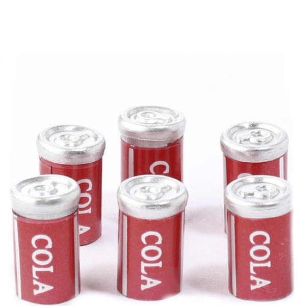 6 Dollhouse Miniature Cans of Cola