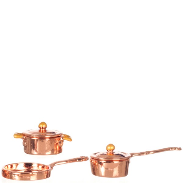 Copper Dollhouse Miniature Pots & Pans