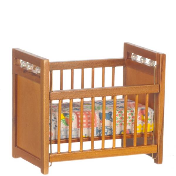 Walnut Dollhouse Miniature Crib