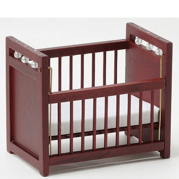 Dark Walnut Dollhouse Miniature Crib