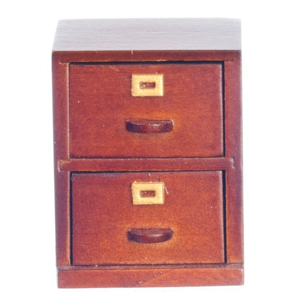 Walnut Dollhouse Miniature 2 Drawer File Cabinet