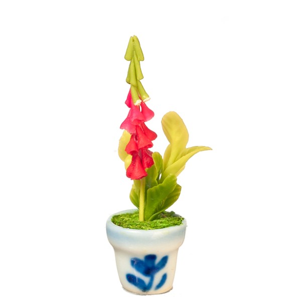 Pink Dollhouse Miniature Foxglove in a Pot