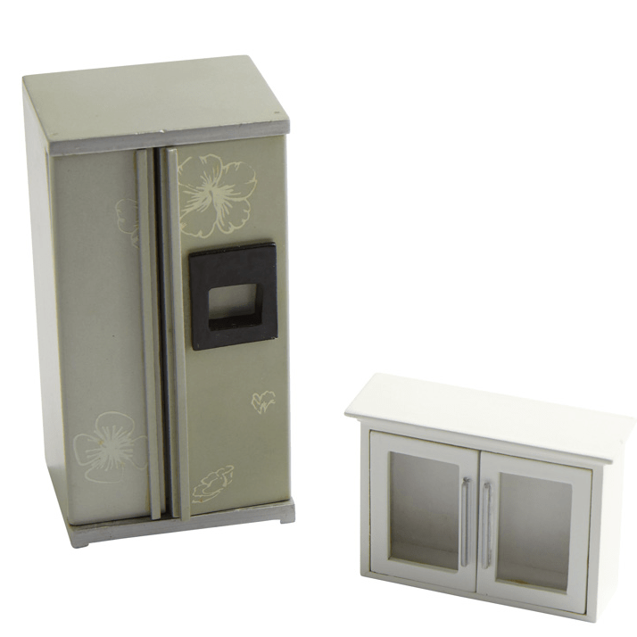 Dollhouse Miniature Fridge & Cabinet