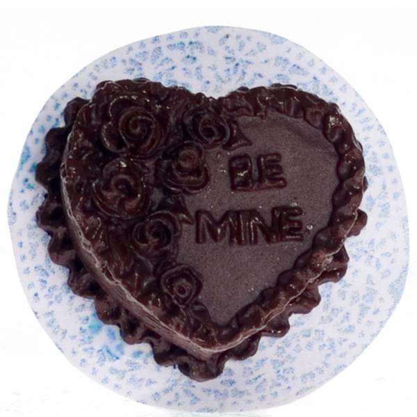 2 Dollhouse Miniature Chocolate "Be Mine" Cakes